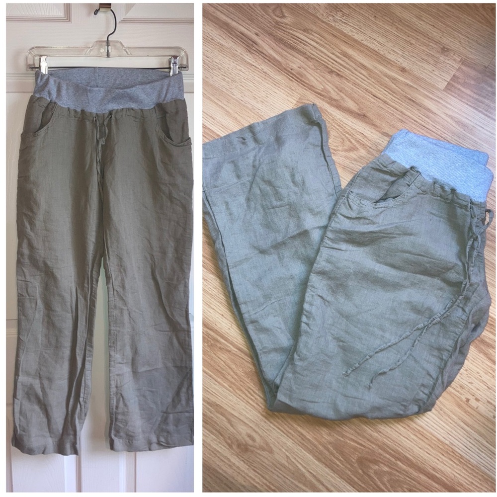 Splendid Linen Casual Bottoms Olive Green sz XS
